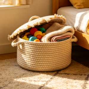 Lidded Cotton Rope Storage Basket