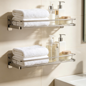 Wall Mounted Towel and Toiletry Shelf