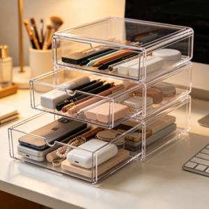 Clear Stackable Drawer Organizer Set